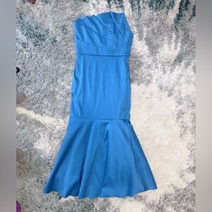 Aidan Mattox One Shoulder Blue Dress